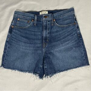 Madewell Womens High-Rise Denim Cut-Off Blue Jean Shorts Fringe Size 30